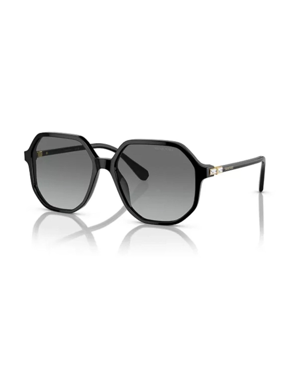 Swarovski Black Oversized Octagonal Women's Sunglasses